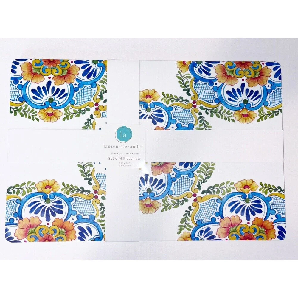 Laural Home Talavera Plaza Foam Placemats Lauren Alexander Easy Wipe Set of 4